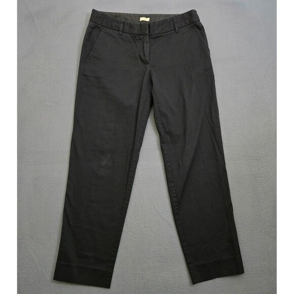 J. Crew Outlet Women 2 Black Tapered Leg Low Rise Chino Pants - Picture 1 of 9